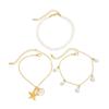 Ingemark 3Pcs/Set Boho Bohemia Sea Starfish Conch Pendant Foot Chain Trendy Imitation Pearl Beaded Anklet Summer Beach Jewelry