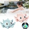 Colorful Automatic Sensory Water Spraying Light Up Octopus Bath Toy For Kids