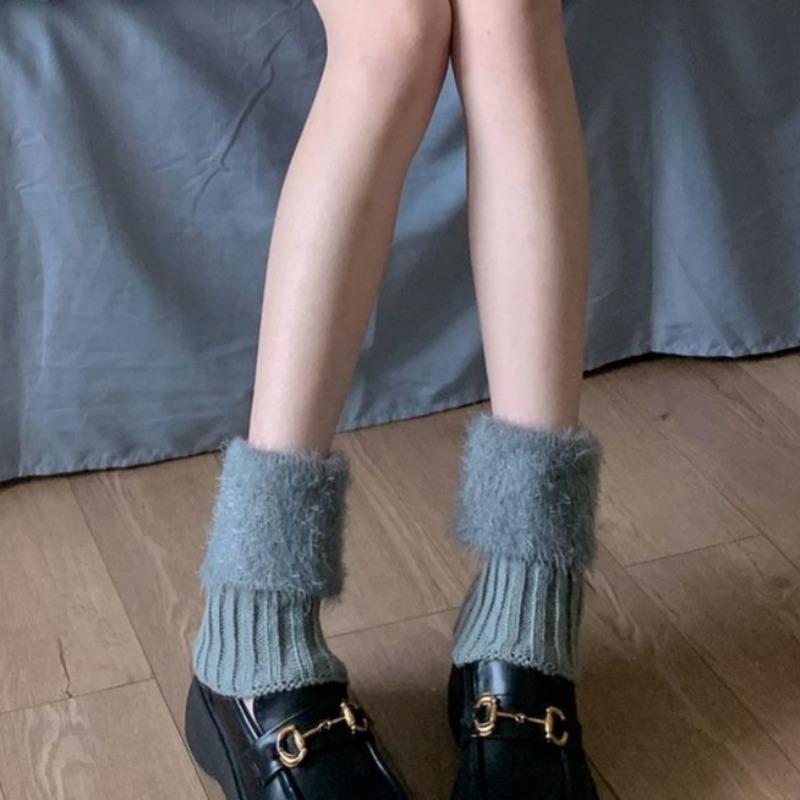 Women's Autumn Long Socks Knitted Foot Cover Leg Warmers Winter Protector Stocking Legging Non-Slip Home Ladies Socks