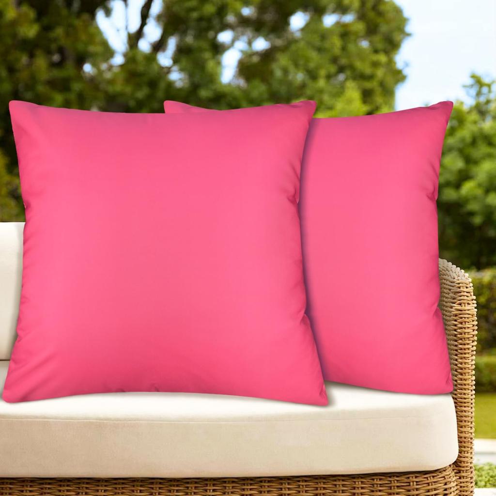 Outdoor Waterproof Pillow Covers 2 Pack 18x18 Square Garden Decorative Throw Pillow Covers, Farmhouse Solid Color Throw Pillow Case for Patio Bench
