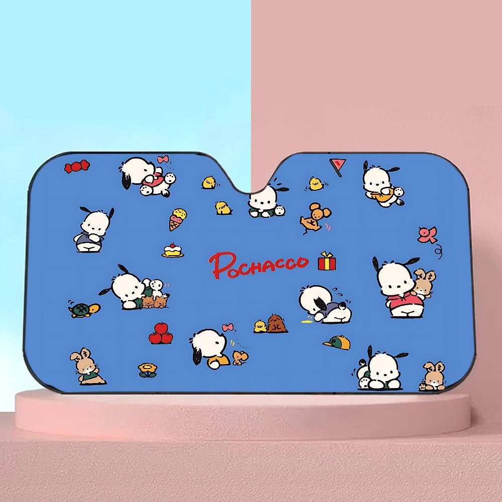 Cute Cartoon Puppy P-Pochacco Windshield Sunshade Anime Cute Car Front Windshield 70x130cm Sun Visor Heat Reflector