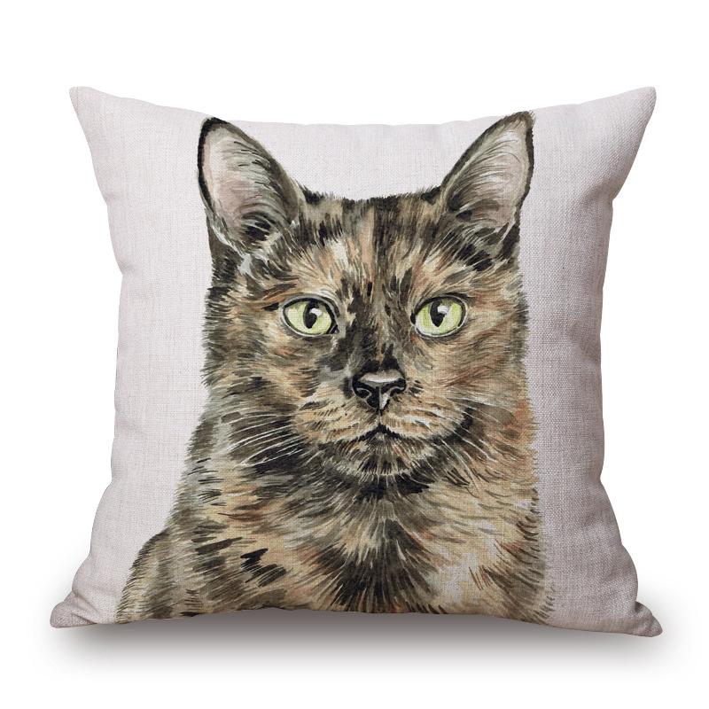Hand Painting Animals Cushion Covers Bulldog Bull Terrier Labradoodle Dog Cat Print Decorative Pillow Case