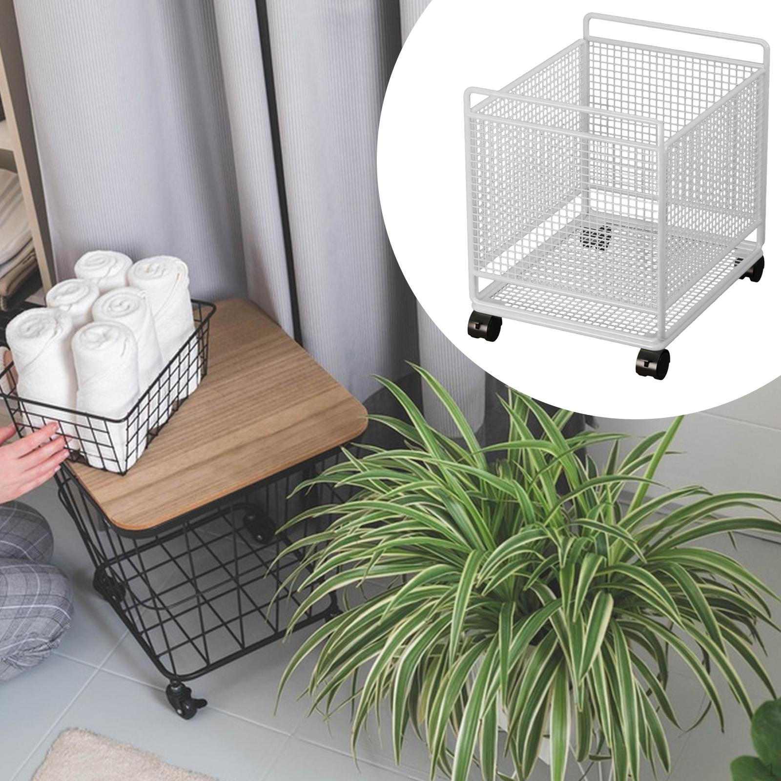 

Laundry Basket Cart Dirty Clothes Convenient Multifunction Organizer Rolling Hamper M белый