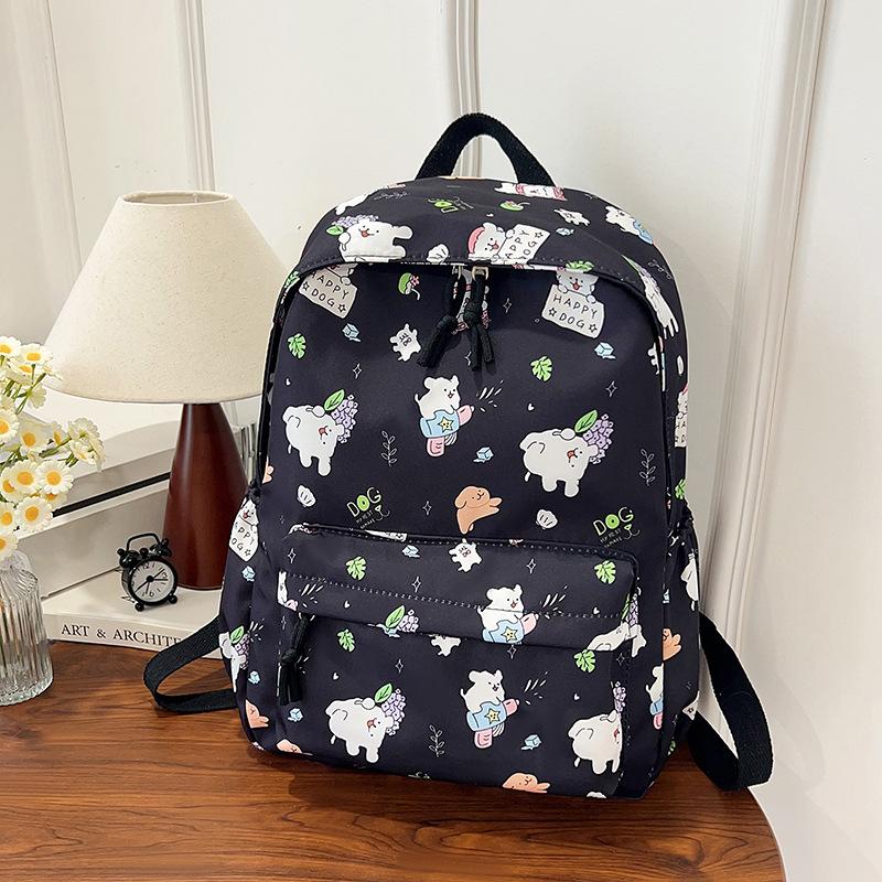 Cute Line Puppy Dog Print Backpack Large Capacity Schoolbag  Delicate Personality Trendy Student Bags Casual Travel Bags