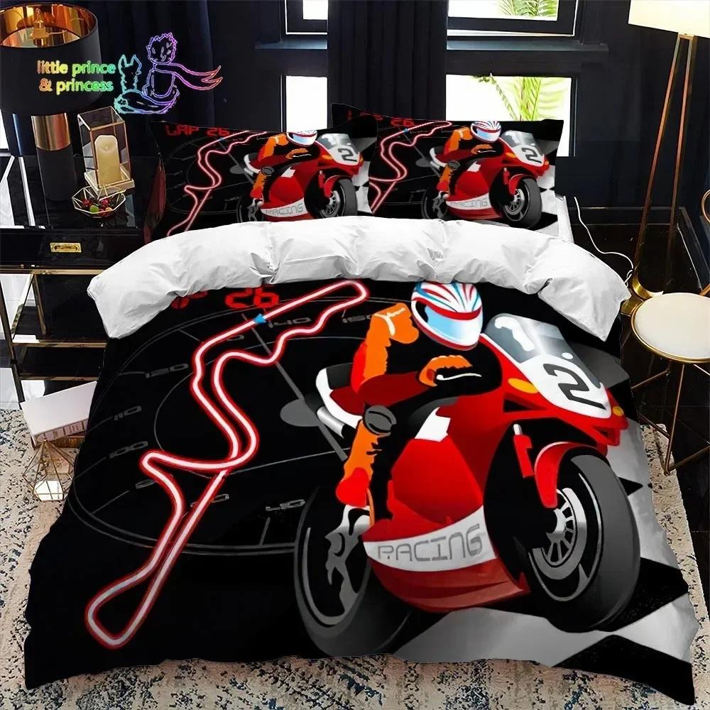 Motorradfahrer 3D Bettbezug Bettwäscheset Bettdecke Leinen Kissenbezüge Heimdeko Einzel Doppel Twin King Queen