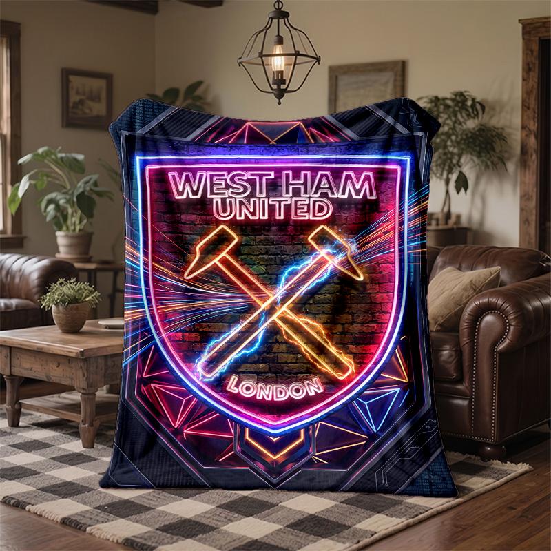 West Ham United Football Print Flannel Blanket Soft Warm Sofa Bed Throw Blanket For Home Office Bedroom
