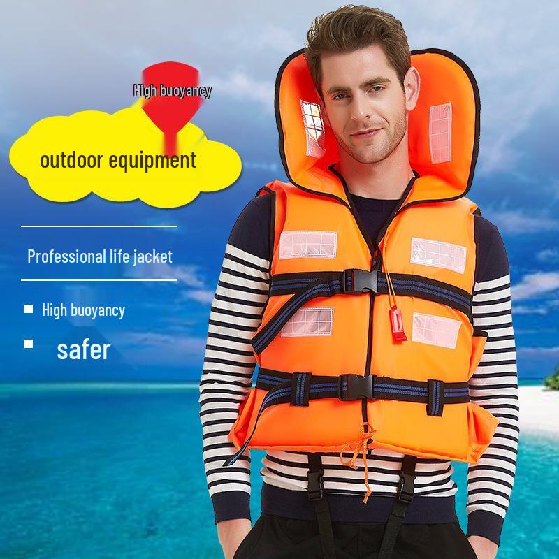 OLOMM Adult High Buoyancy Marine Life Vest with Large Collar One Size