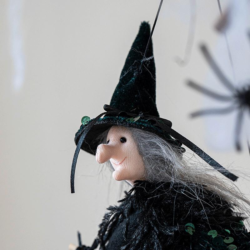 Halloween Multiple Colors Ornaments Hanging Background Wall Polyester Home Garden Sequin Unique Artificial Witch Handmade 3 Styles