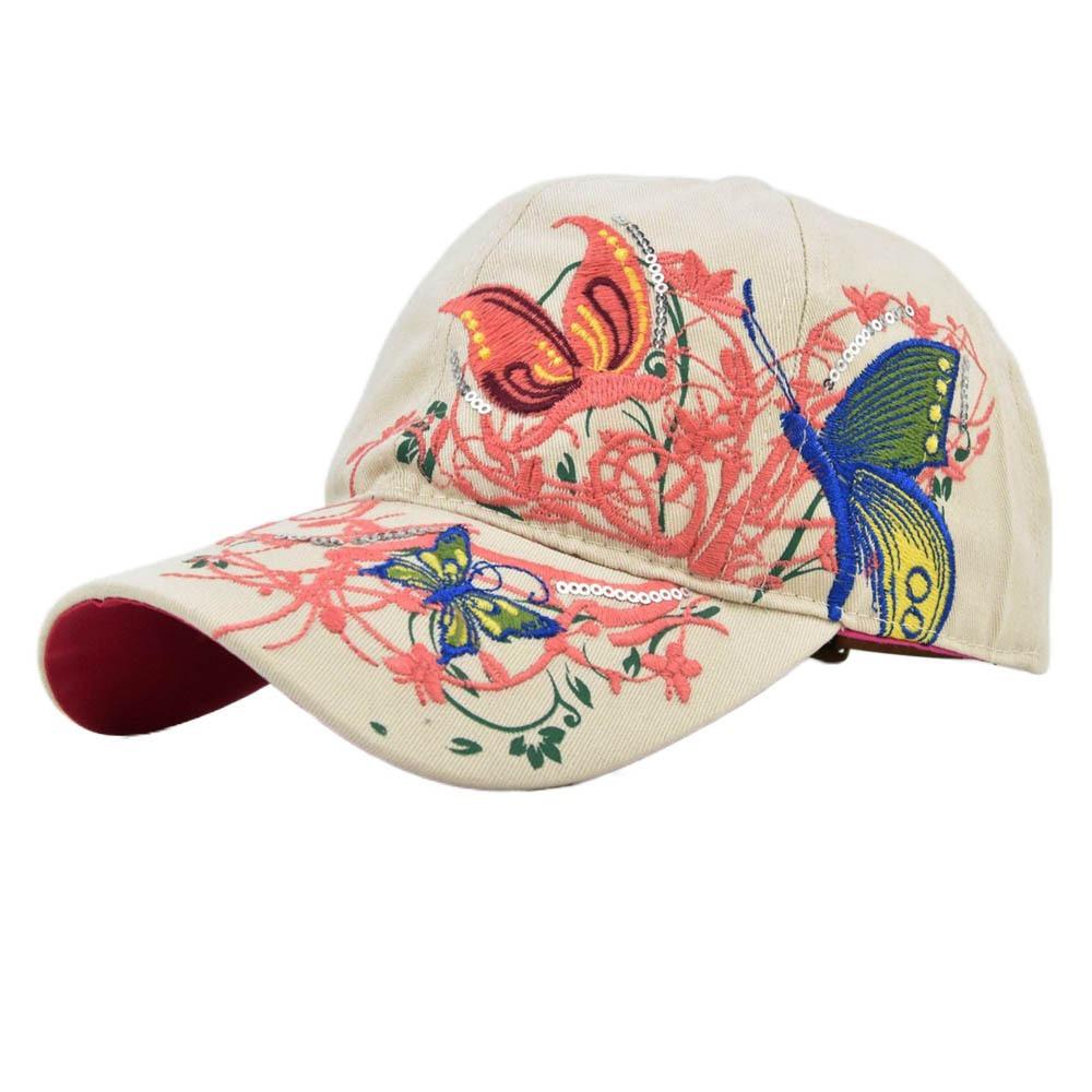 Embroidered Butterfly Baseball Cap Sequin Cotton Baseball Cap Cute Peaked Cap Outdoor