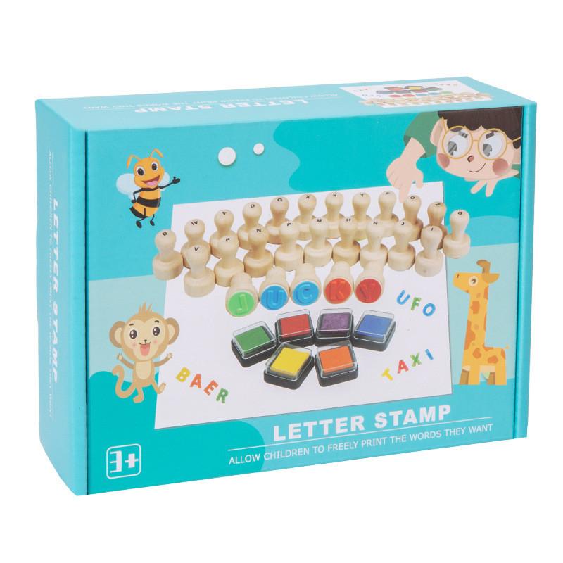 Educational Wooden Alphabet Stamp Set For Kids Learning And Word Spelling Fun