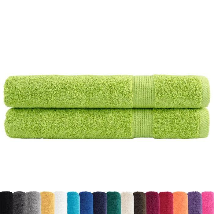 VidaXL Serviettes de Qualité Supérieure 2 pcs, Serviettes de Douche, Draps de Bain, Serviettes d'Invité de Toilette, Vert 137509