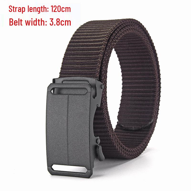 Men's Tactical Canvas & Nylon Woven Belt with Leather Trim - Elastic and High-End Accessory