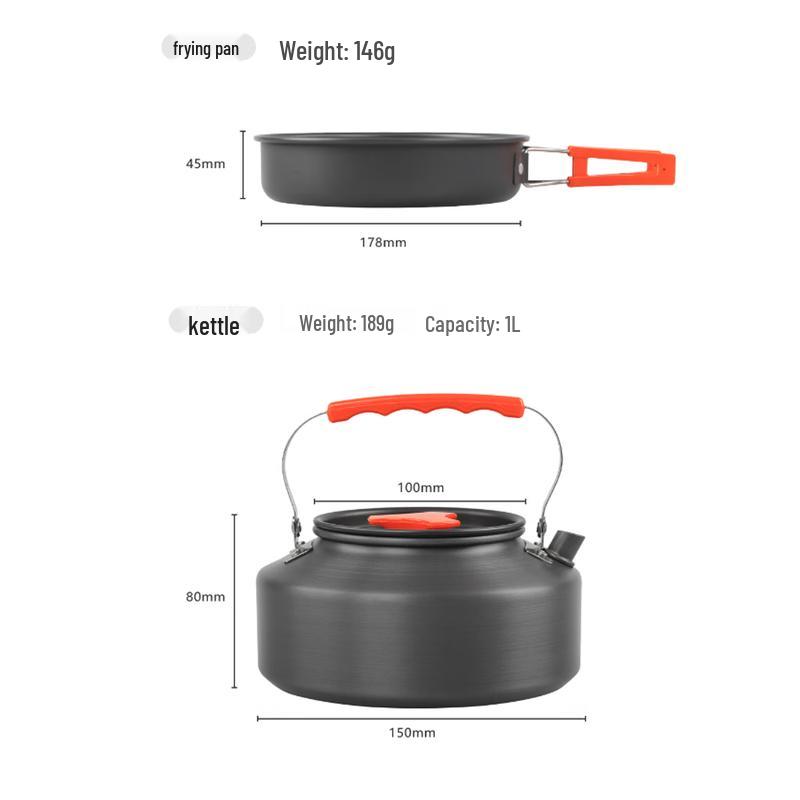 Hanlu HK310 Outdoor 2-3 Person Picnic Cookware Set with Teapot