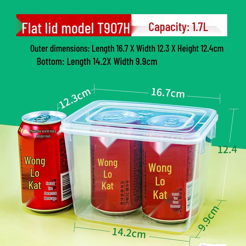 

1.7L Food Grade Fresh-Keeping Plastic Box with Flat Lid, Pet Box for Small Ingredients and Ice Powder Storage