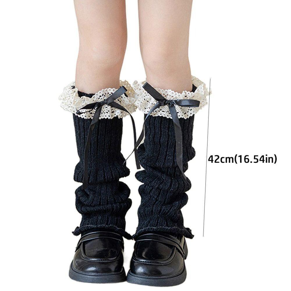 Kawaii High Elastic Lace Leg Warmers Lace Trim Knitted Foot Cover Sweet Style Children's Foot Warmer Children Wear