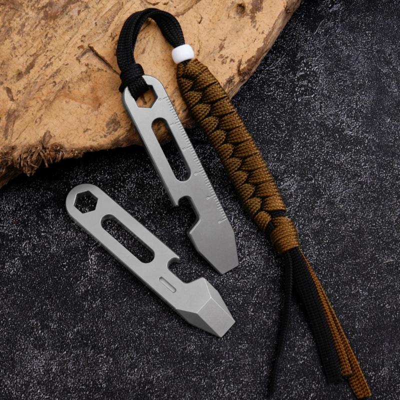 Compactly Titaniums Camping Tool Keychain Screwdriver Bottle Opener Multifunctional Ruler Portable Outdoor Accessory