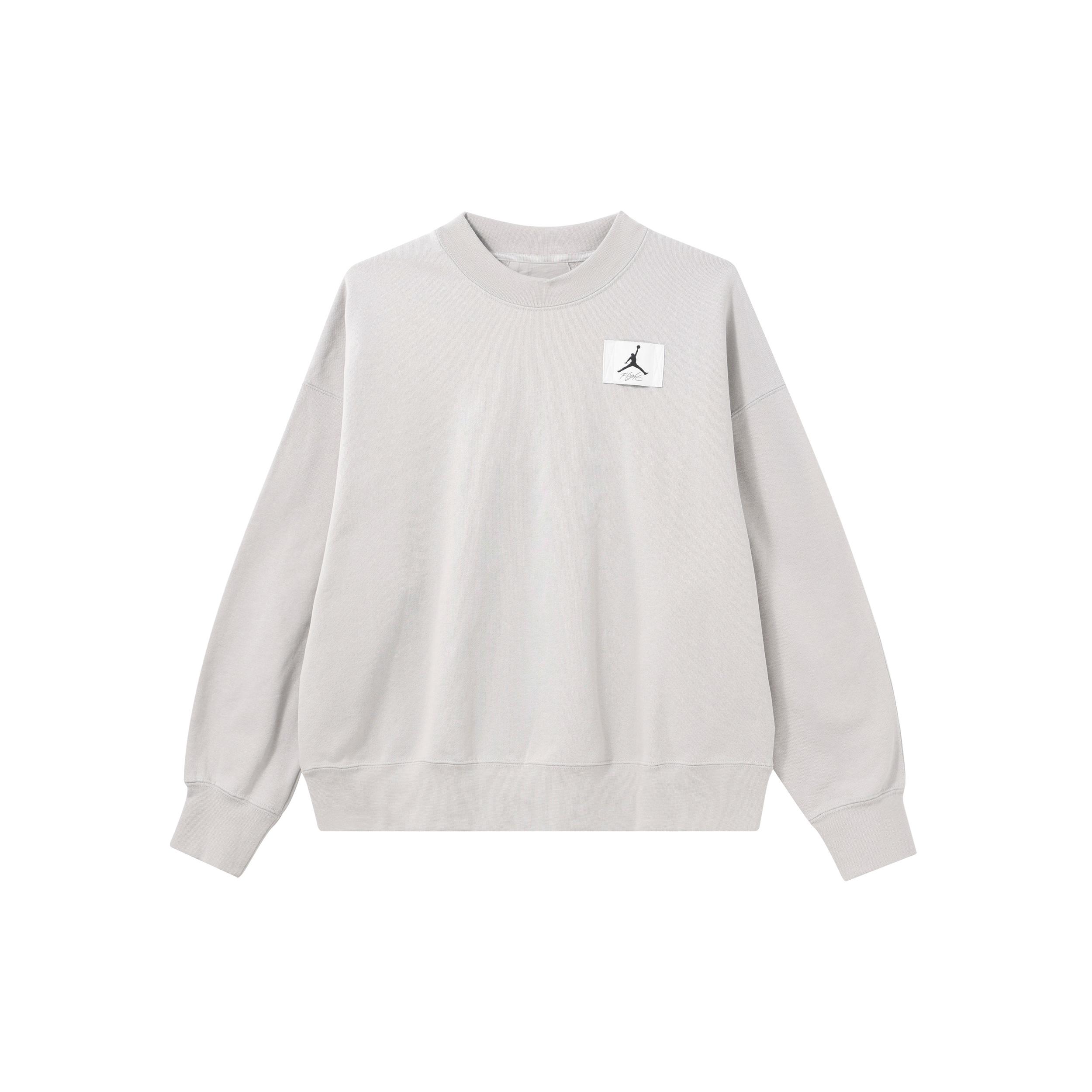 (WMNS) Air Jordan Fleece Crew Fleece Lined Round Neck Loose Pullover Hoodie Light Mineral Grey Women s DM5190-012 M