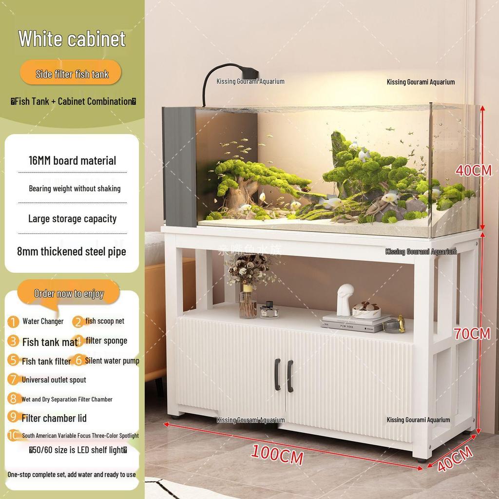 Ultra-Clear Glass Fish Tank with Integrated Stand and No-Change Water System