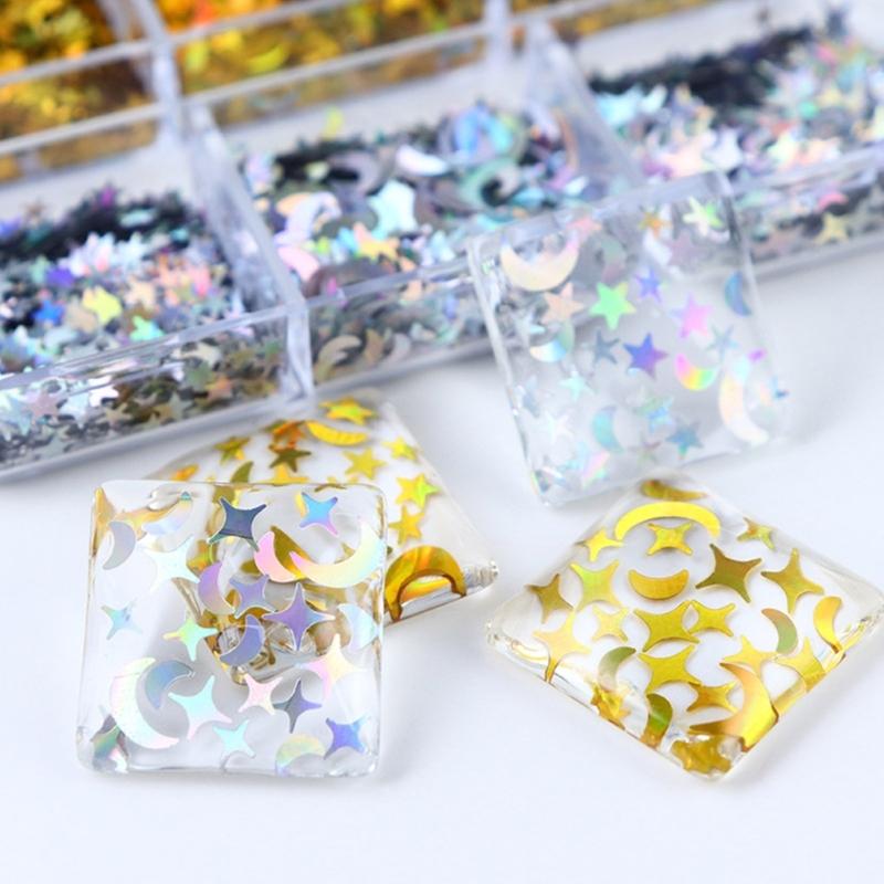 6 Grid Star Moon Sequins Pigment Filler For DIY Nail Art UV Crystal Epoxy Resin Mold Filling Crafts Jewelry Accessories