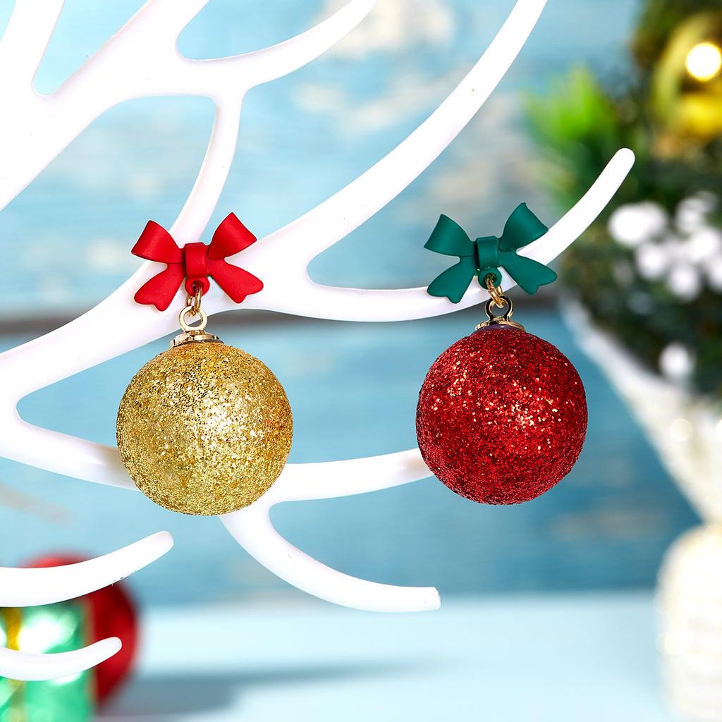 Frohe Weihnachten Grün Rot Runde Kugelkörbchen Ohrringe Für Damen Pailletten Glühbirne Schneeflocke Sterne Hängende Ohrringe Neujahrsfest Schmuck