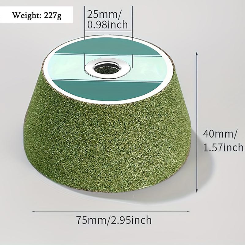 

3-Inch Threaded Green Grinding Stone (1 Pack, 80 Grit, 4X2X5/8-11), used for Grinding Granite Marble Concrete