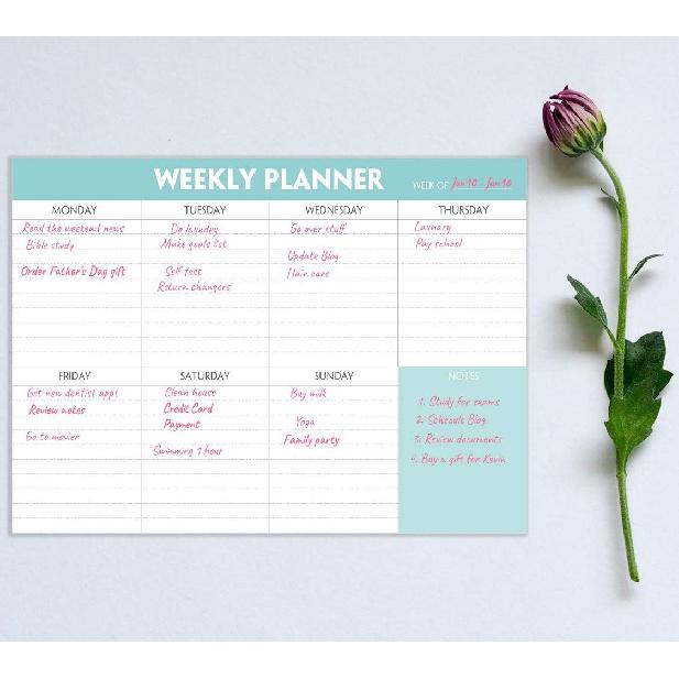 Weekly Planner Notepad - Tear Off Planning Pad with Daily Schedule & Calendar, 52 Sheets, 100gsm Paper, Undated Weekly To Do List Notepad, 10x7 in