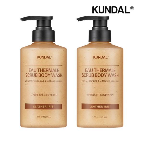 KUNDAL Eau Thermale Spa Scrub Body Wash Leather Iris 500ml x2