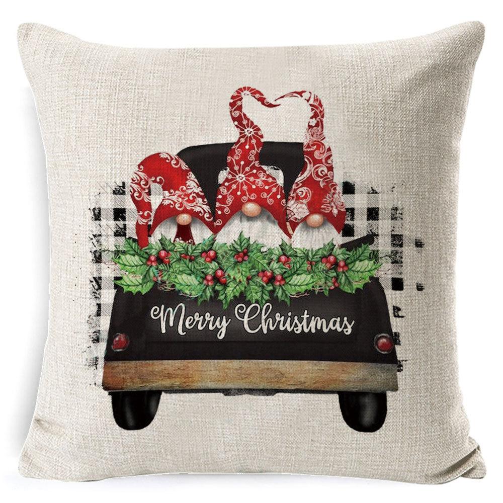 Furniture New Linen Pillow Christmas Pillowcase Sofa Cushion Home Lumbar Pillow