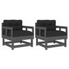 VidaXL Garden Chairs and Cushions Set of 2 Grey Solid Pine Wood 825445