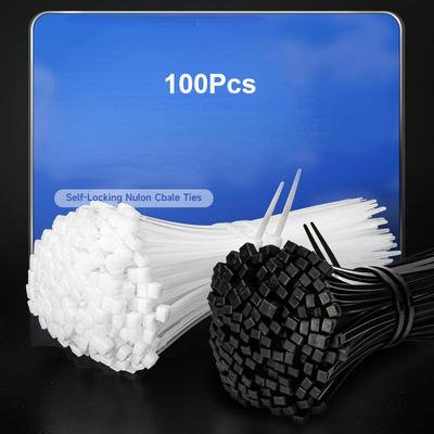 100Pcs Self-locking Nylon Cable Ties - Ultra Strong and Durable for Indoor and Outdoor Use