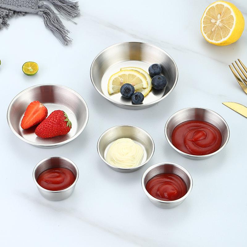 304 Stainless Steel Food Storage Tray Thickened Sauce Dipping Dish Snack Pan Kimchi Plate  Pot Seasoning Dish Kitchen Utensil