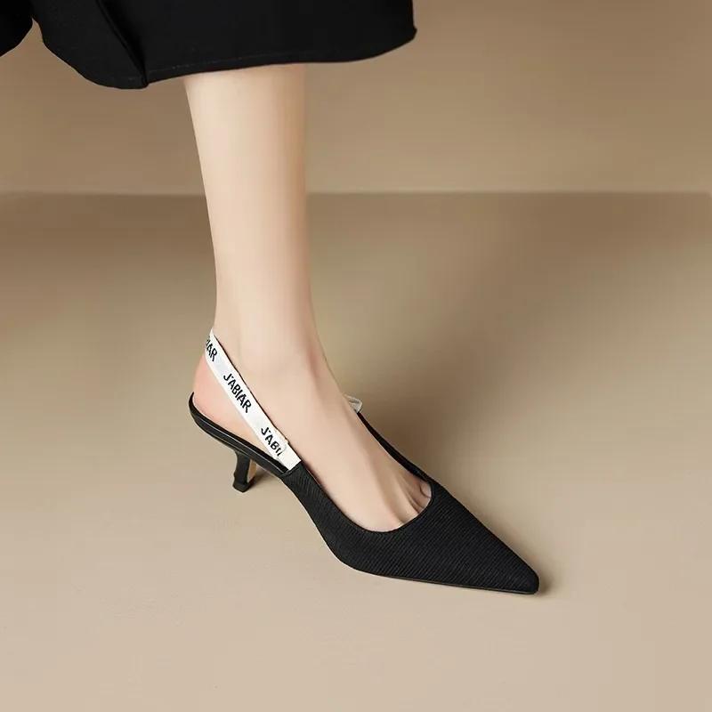 Fashion 2024 Summer Sexy Pointy Heels Fashion Letter Design Lace-up Elegant Women's Dress Stiletto Sandals Party Party Zapatos De Mujer