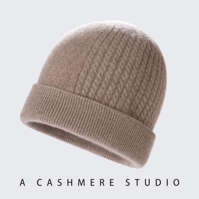 New% pure cashmere men's and women's warm wool hat knitted hat cashmere hat versatile wool hat