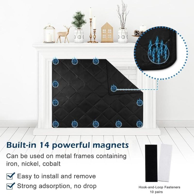 Magnetic Fireplaces Cover Insulating Barrier Heat Shield With Strong Magnets For Indoor Fireplaces Protecting Oxfords Fabric Thermals Insulation