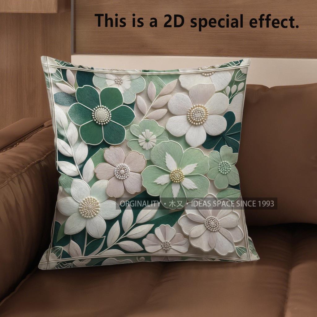 

2D Floral Embroidered Pattern Decorative Pillow Covers Pattern Cushion Cover Suitable For Sofa Bedroom Car Pillow Cover 40x40cm
