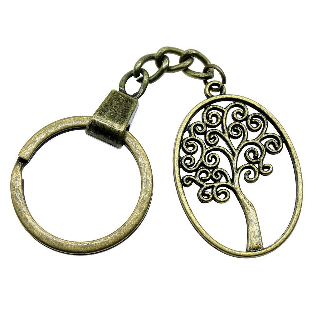 Tree of Life Nature Growth Pendant Antique Bronze Metal Keychain Trendy Gift for Nature Lovers