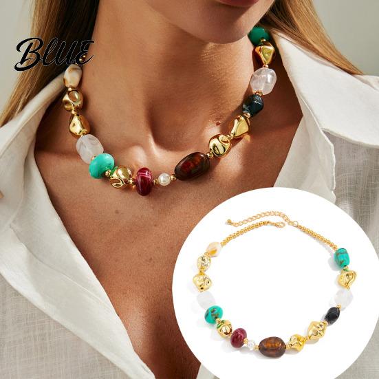 Casual Vacation Necklace Bohemian Necklace Colorful Resin Beaded Choker Retro