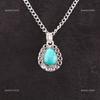 Natural Blue Turquoise Sterling Silver December Birth Wedding Pendant Jewelry PP-26-48