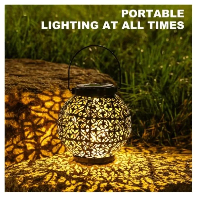 Solar Outdoor Lights Decor for Table Patio Garden Yard Solar Lantern Outdoor Waterproof Hanging Metal Decorative Garden Lights Christmas