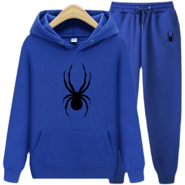Spring and Autumn Men's And Women Suit Brand Fashion Spider Hoodie + Trousers Men's Casual Jogging Sportswear 2 Sets