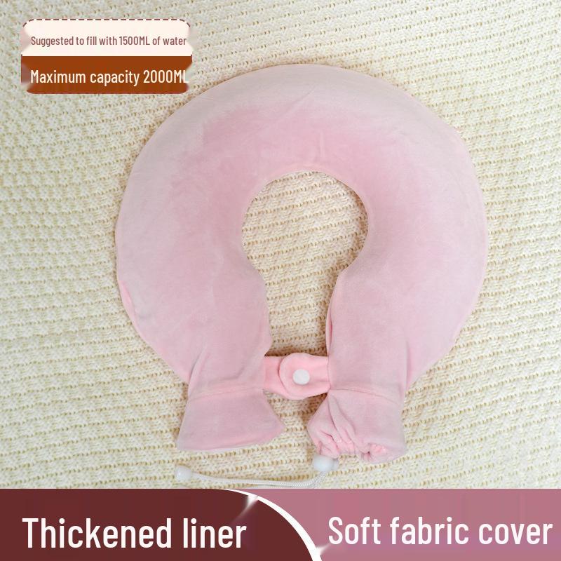U-Shaped Neck Hot Water Bottle for Cervical Spine Relief, Plush PVC Heating Pad