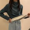 Autumn and Winter Semi-high Collar Plus Velvet Thickening Warmth and Comfort Sanding Base Shirt with T-shirt Long-sleeved Solid Color Top