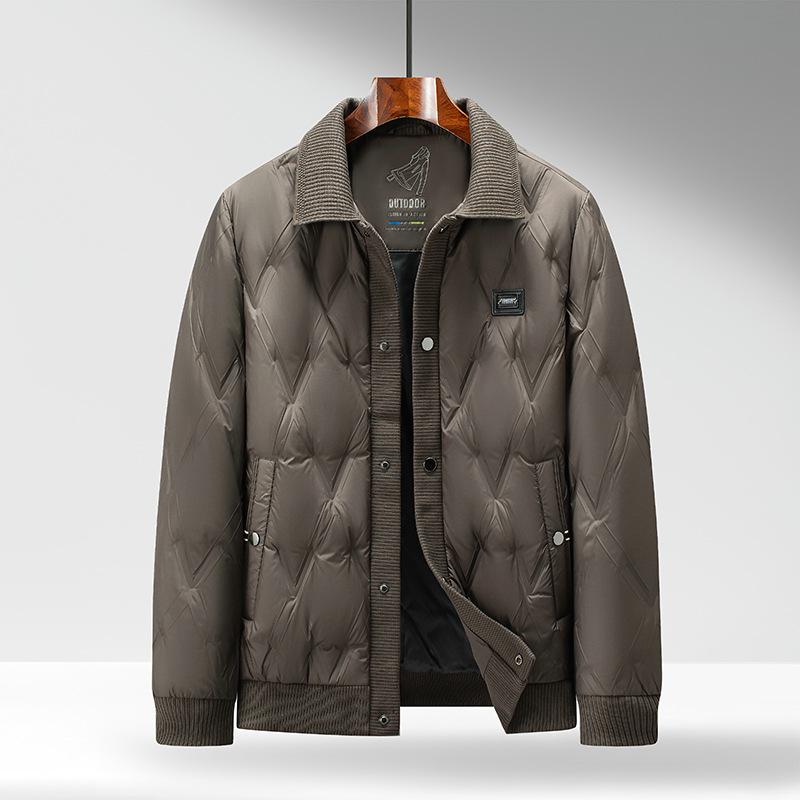 25 Men s Casual Fashion Lapel Lightweight Warm Down Jacket - Winter Coat for Middle-aged & Young 185 кофейный