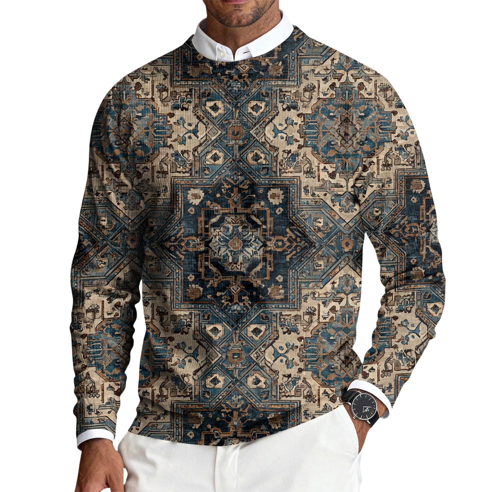 

Мужской пуловер с круглым вырезом, длинными рукавами и рубчатой вязкой XXXL