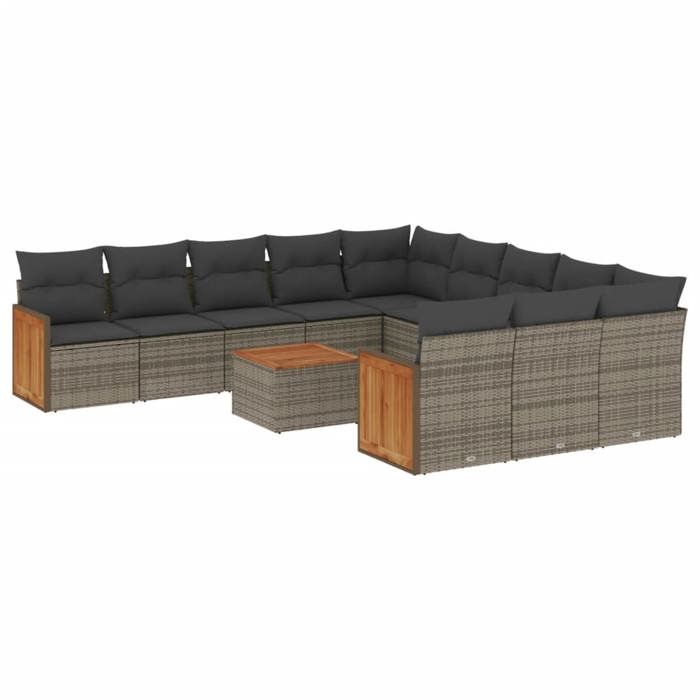 VidaXL Garden Lounge Set with Cushions 12 Pcs, Patio Sofas, Patio Furniture Set, Outdoor Furniture, Grey 3228118