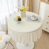 Round Bubble Gauze Tablecloth Seersucker Solid Color Elastic Table Skirt Modern Simple Style Home Decoration Dining Table Cover
