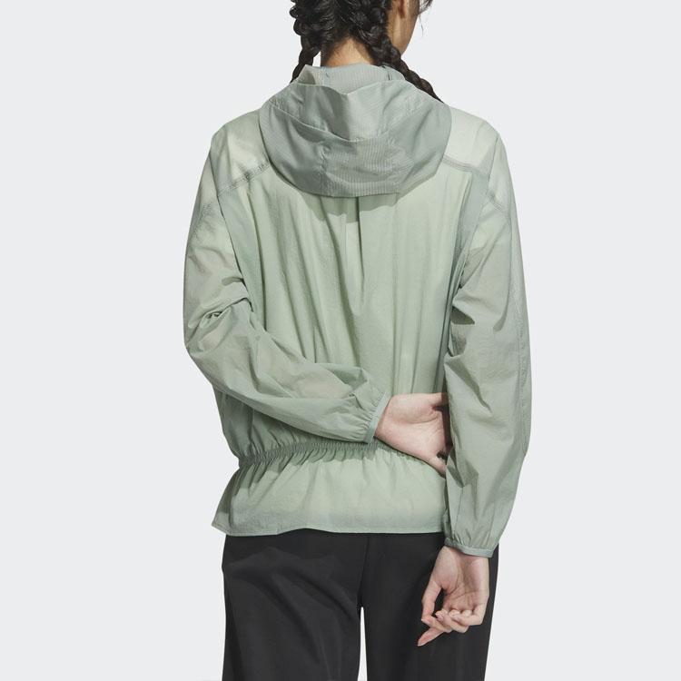 Adidas Solid Color Zip Hoodie Jacket Women Outerwear Green HY2828