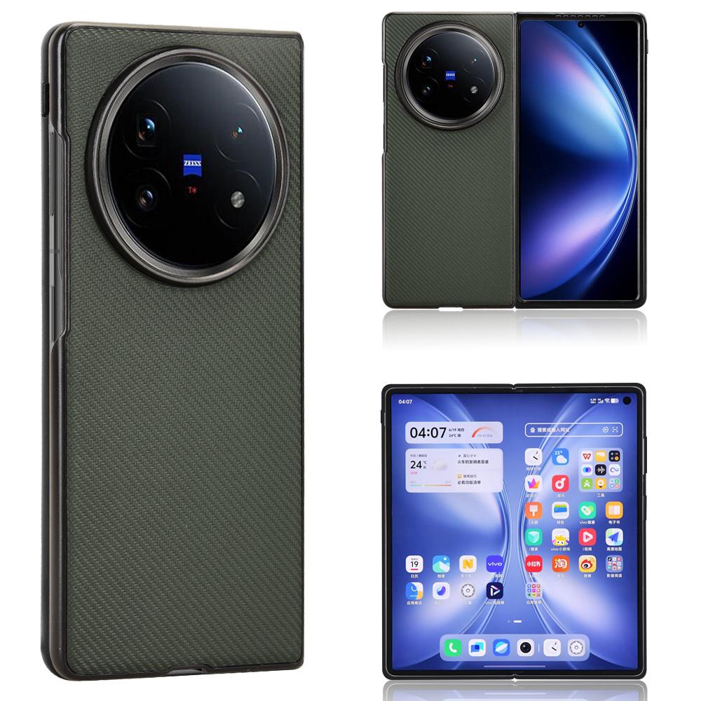

For vivo X Fold5 5G Case Carbon Fiber Texture Shockproof PU+PC Phone Cover Green