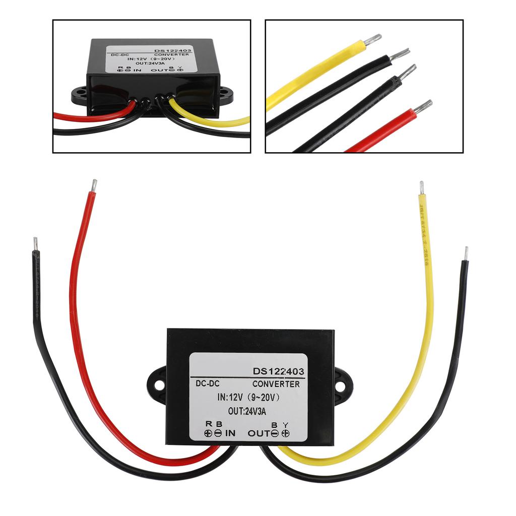 Waterproof DC-DC Boost Step-Up Converter 12V to 24V 3A Car Power Supply Module