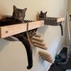 1pc Wall-mounted Cat Furniture Set Scratching and Climbing Post Hammock Bed Wooden Stairway Shelves Indoor House for Kittens